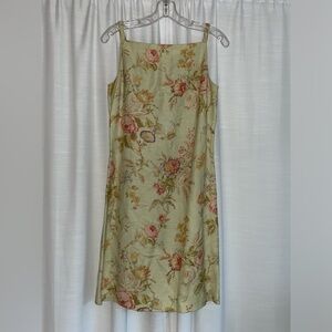 Vintage 90’s Ann Taylor Floral Linen Blend Pencil Tank Dress - Size 6